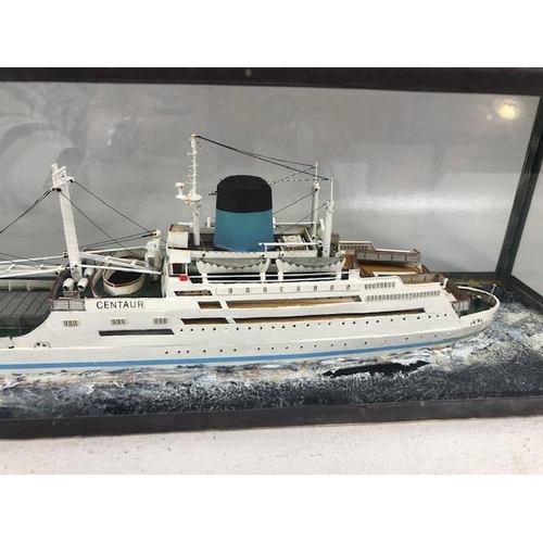 Ships model of the Blue funnel CENTAUR passenger cargo ship, contained ...