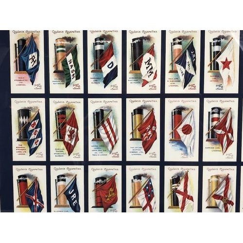 185 - Cigarette cards, framed set of Ogden's  Flags and Funnels cards approximately 57 x 52cm