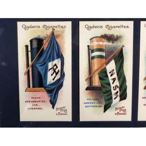 185 - Cigarette cards, framed set of Ogden's  Flags and Funnels cards approximately 57 x 52cm