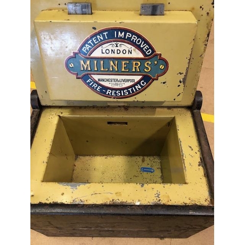 193 - Vintage Safe: A Fire Safe by maker Milner's with key and handles to either side approx