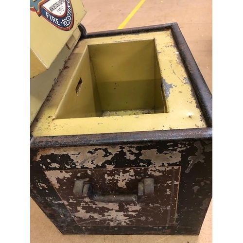 193 - Vintage Safe: A Fire Safe by maker Milner's with key and handles to either side approx