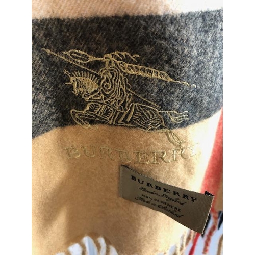 196 - Vintage Clothing, BURBERRY Cashmere Wrap scarf in classic check design embroidered with logo, comple... 