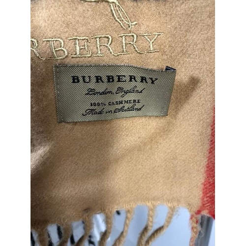 196 - Vintage Clothing, BURBERRY Cashmere Wrap scarf in classic check design embroidered with logo, comple... 