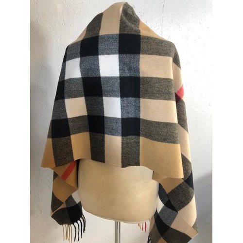 196 - Vintage Clothing, BURBERRY Cashmere Wrap scarf in classic check design embroidered with logo, comple... 