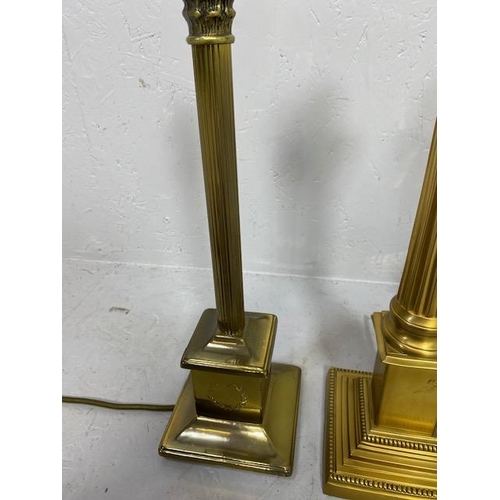 216 - Vintage lighting ,Three table lamp bases of Corinthian column style , ranging from 28cm -48cm in hig... 