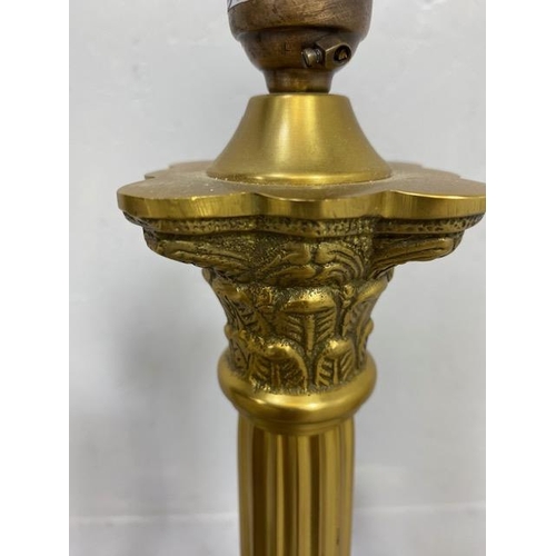 216 - Vintage lighting ,Three table lamp bases of Corinthian column style , ranging from 28cm -48cm in hig... 