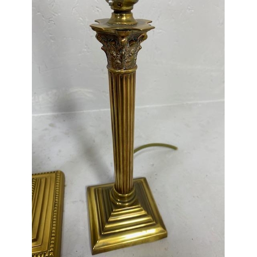 216 - Vintage lighting ,Three table lamp bases of Corinthian column style , ranging from 28cm -48cm in hig... 