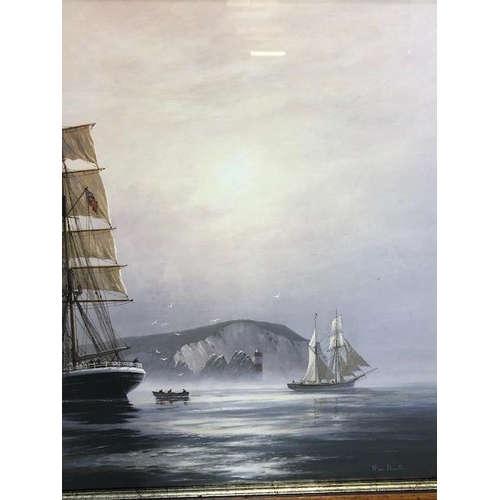 217 - Modern print of a tall sailing ship by Roger Desoutter, the 'Lady Isabell', approximately 67 x 61cm ... 