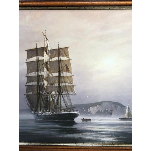 217 - Modern print of a tall sailing ship by Roger Desoutter, the 'Lady Isabell', approximately 67 x 61cm ... 