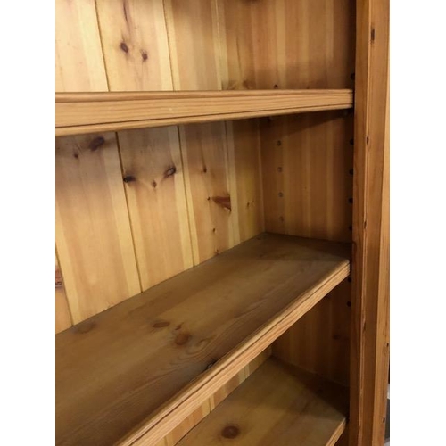 218 - Pine Bookcase with reeded sides and five adjustable shelves approx 119 x 33 x 195cm