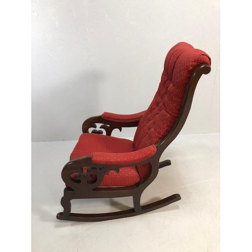 231 - Antique furniture, Victorian gentleman's rocking chair with tendril scroll arms, padded seat and bac... 