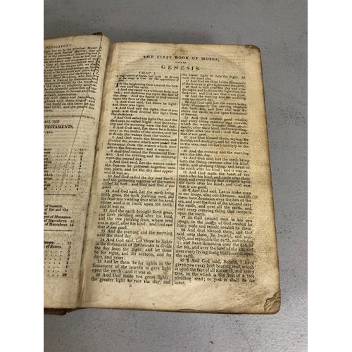 233 - Antique Books, collection relating to religion, 1777 Family Bible, early 19th century King James bib... 