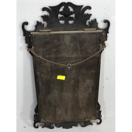 237 - Antique mirror, early 19th century mahogany framed mirror of scroll design approximately 39 x 88cm