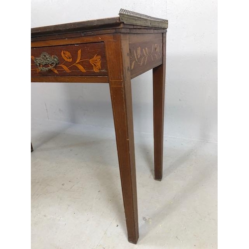 238 - Antique furniture, 19th century Dutch side table with two drawers, front and sides with inlay of flo... 