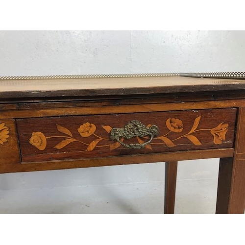 238 - Antique furniture, 19th century Dutch side table with two drawers, front and sides with inlay of flo... 