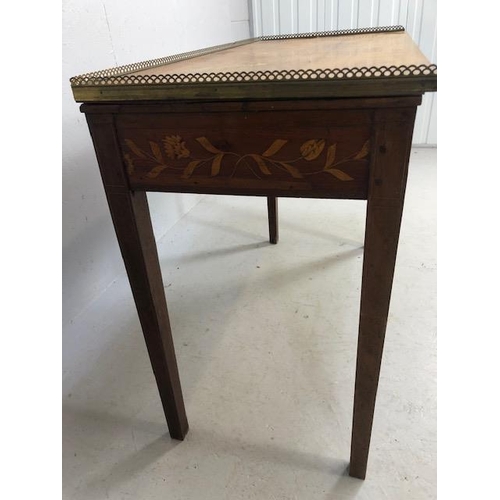 238 - Antique furniture, 19th century Dutch side table with two drawers, front and sides with inlay of flo... 