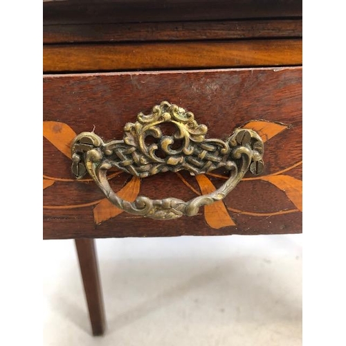 238 - Antique furniture, 19th century Dutch side table with two drawers, front and sides with inlay of flo... 