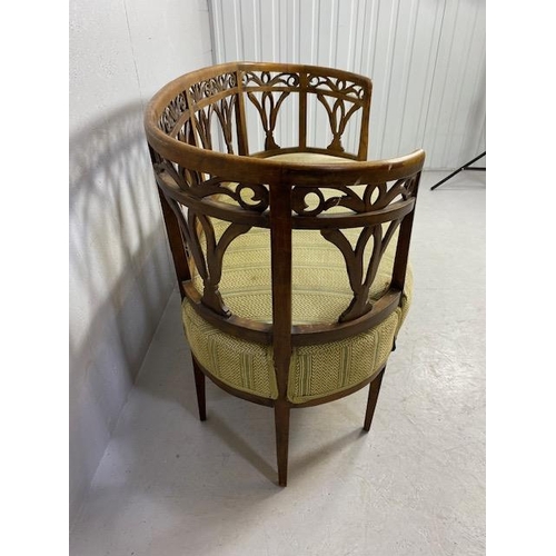 240 - Antique Furniture, 19th century continental two seater Lobby or window sofa, curved wooden openwork ... 