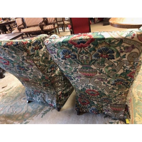 244 - Parker Knoll, pair of wing back chairs with William Morris inspired removeable covers