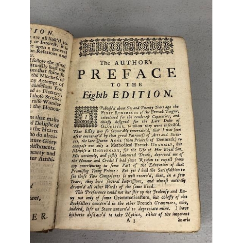 249 - Antique Books, 1721 edition of The Compleat  French Master For Ladies And Gentlemen, leather bound