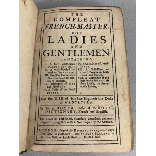 249 - Antique Books, 1721 edition of The Compleat  French Master For Ladies And Gentlemen, leather bound