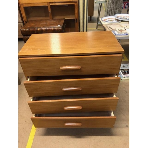 257 - Mid Century chest of four drawers on short tapered legs approximately 75 x 40 x 82cm