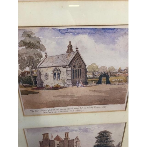 268 - Paintings of local interest: three water colours depicting 'The Old Chancel' and Sidmouth parish chu... 