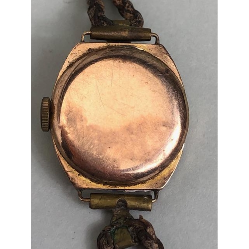 27 - 9ct Gold ladies wrist watches, one the face marked Rolco, the inside of case ROLEX 9.25, (approximat... 