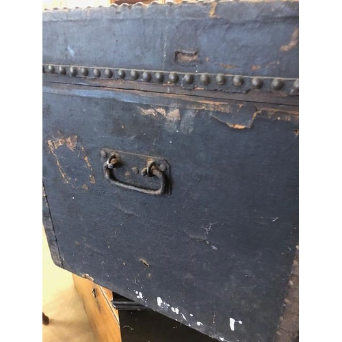 272 - Antique Travel trunks, two metal, one cloth covered wood