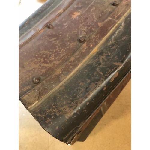 272 - Antique Travel trunks, two metal, one cloth covered wood