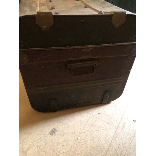 272 - Antique Travel trunks, two metal, one cloth covered wood