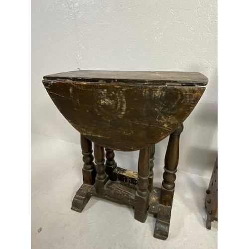 277 - Antique furniture, provincial made folding oak side table of pegged construction approximately 46 x ... 