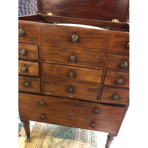 286 - Antique furniture, early 19th century wash stand, set of small drawers (top drawers false) with cent... 