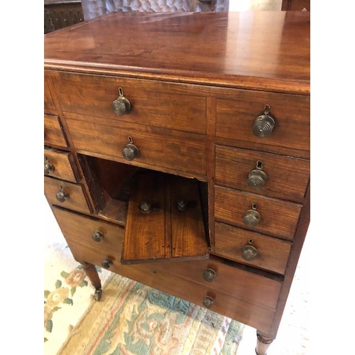 286 - Antique furniture, early 19th century wash stand, set of small drawers (top drawers false) with cent... 