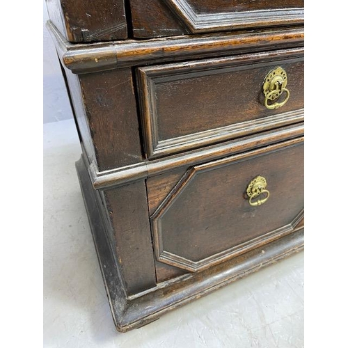 289 - Antique chest of five drawers, divides into two sections with brass handles approx 102 x 60 x 90cm (... 