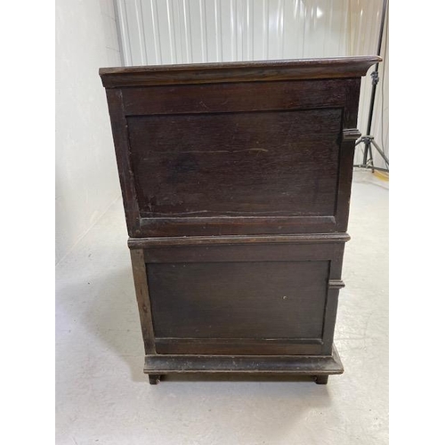 289 - Antique chest of five drawers, divides into two sections with brass handles approx 102 x 60 x 90cm (... 