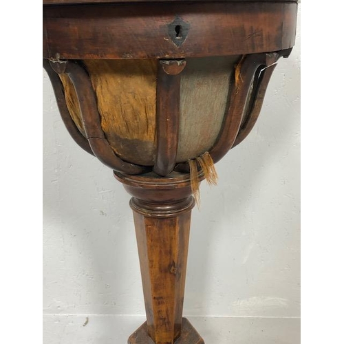 293 - Antique furniture, 19th century mahogany lidded  pedestal, wine cooler, metal lined approximately 79... 