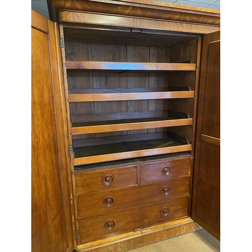 300 - Antique Furniture, 19th century Gentleman's triple wardrobe, comprising double press with shelves an... 