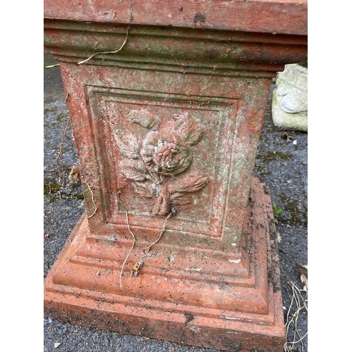 305 - Terracotta garden plinth, approx 45cm tall