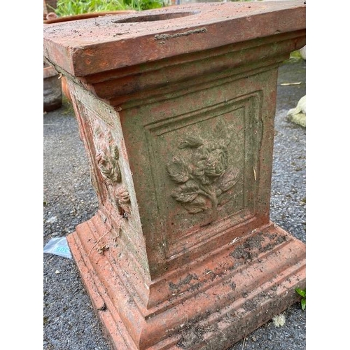 305 - Terracotta garden plinth, approx 45cm tall