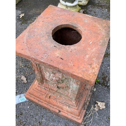 305 - Terracotta garden plinth, approx 45cm tall