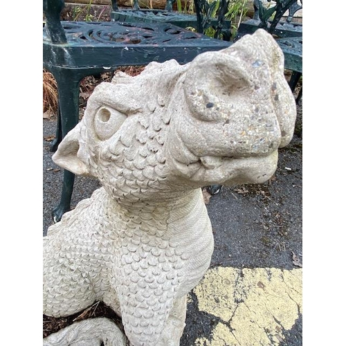 307 - Concrete garden statue of a dragon, approx 48cm tall