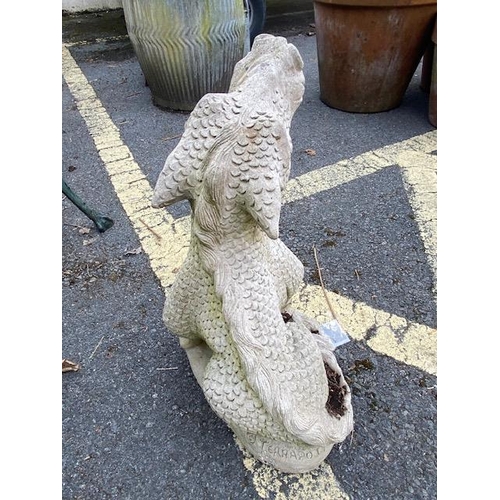 307 - Concrete garden statue of a dragon, approx 48cm tall