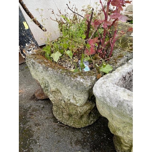 322 - Pair of square concrete garden planters