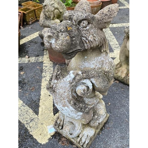 325 - Concrete garden statue of a dragon, approx 70cm tall