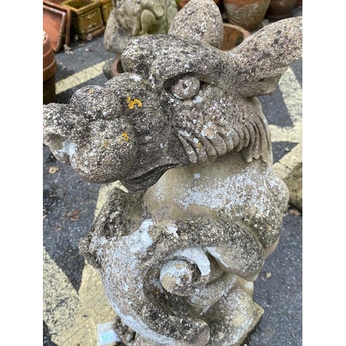 325 - Concrete garden statue of a dragon, approx 70cm tall