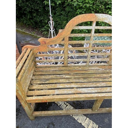 335 - Wooden garden bench in a country house style, approx 165cm in length (A/F)