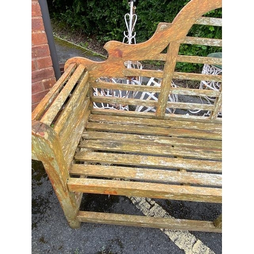 335 - Wooden garden bench in a country house style, approx 165cm in length (A/F)