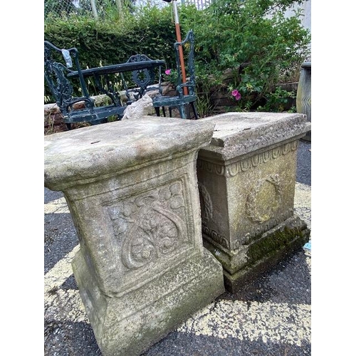 337 - Two concrete garden plinths, the larger approx 43cm tall