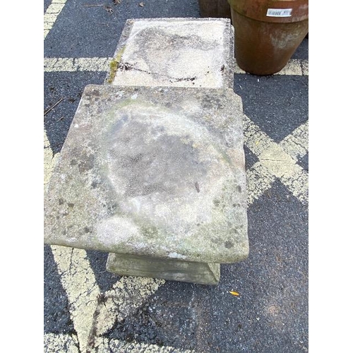 337 - Two concrete garden plinths, the larger approx 43cm tall